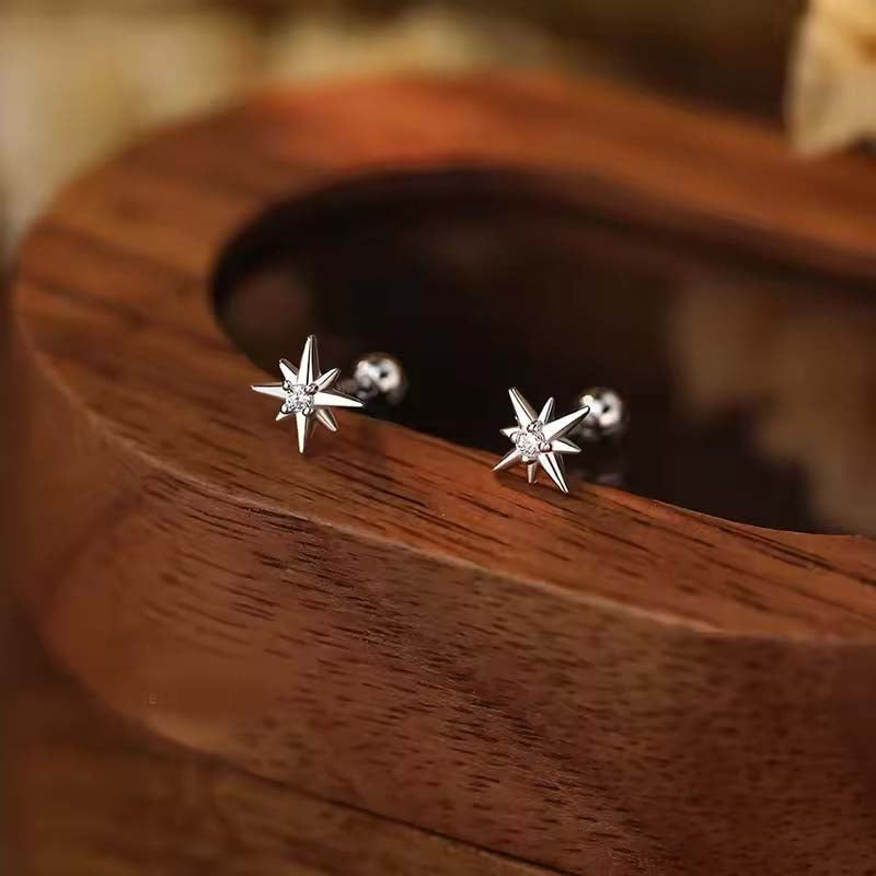 Star burst screw back stud earrings