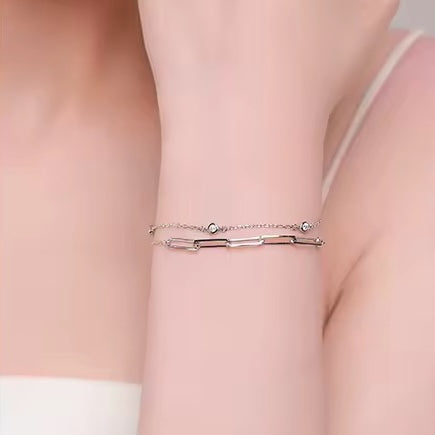 double layer link chain bracelet