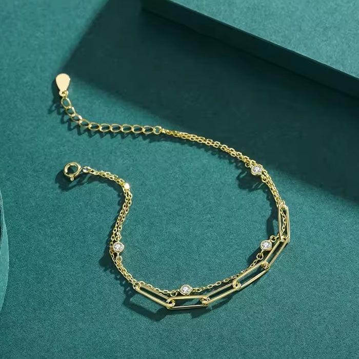 double layer link chain bracelet