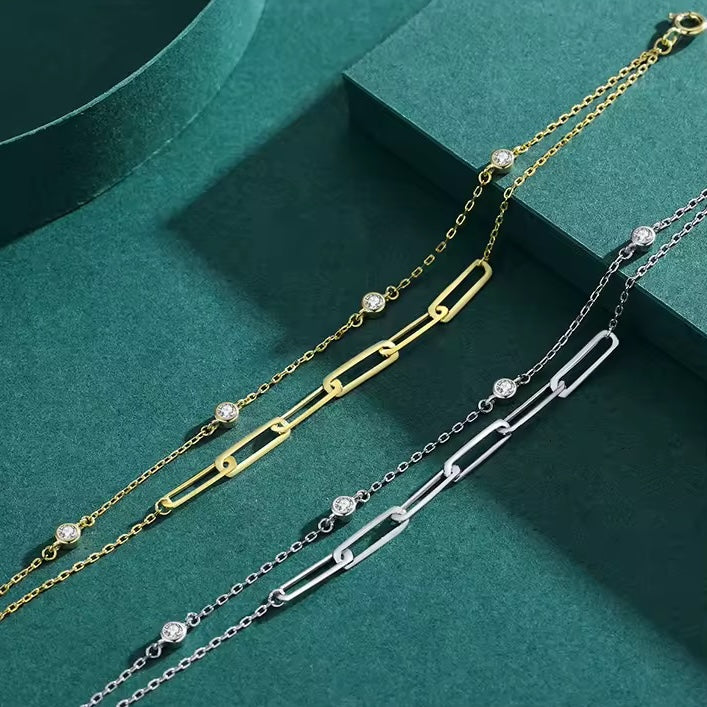 double layer link chain bracelet