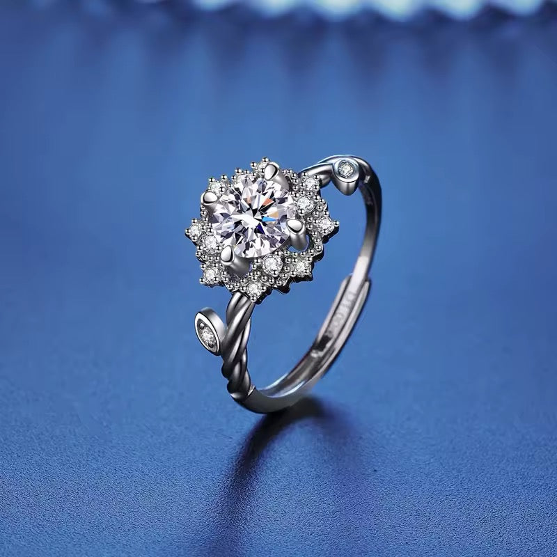 Moissanite flower ring