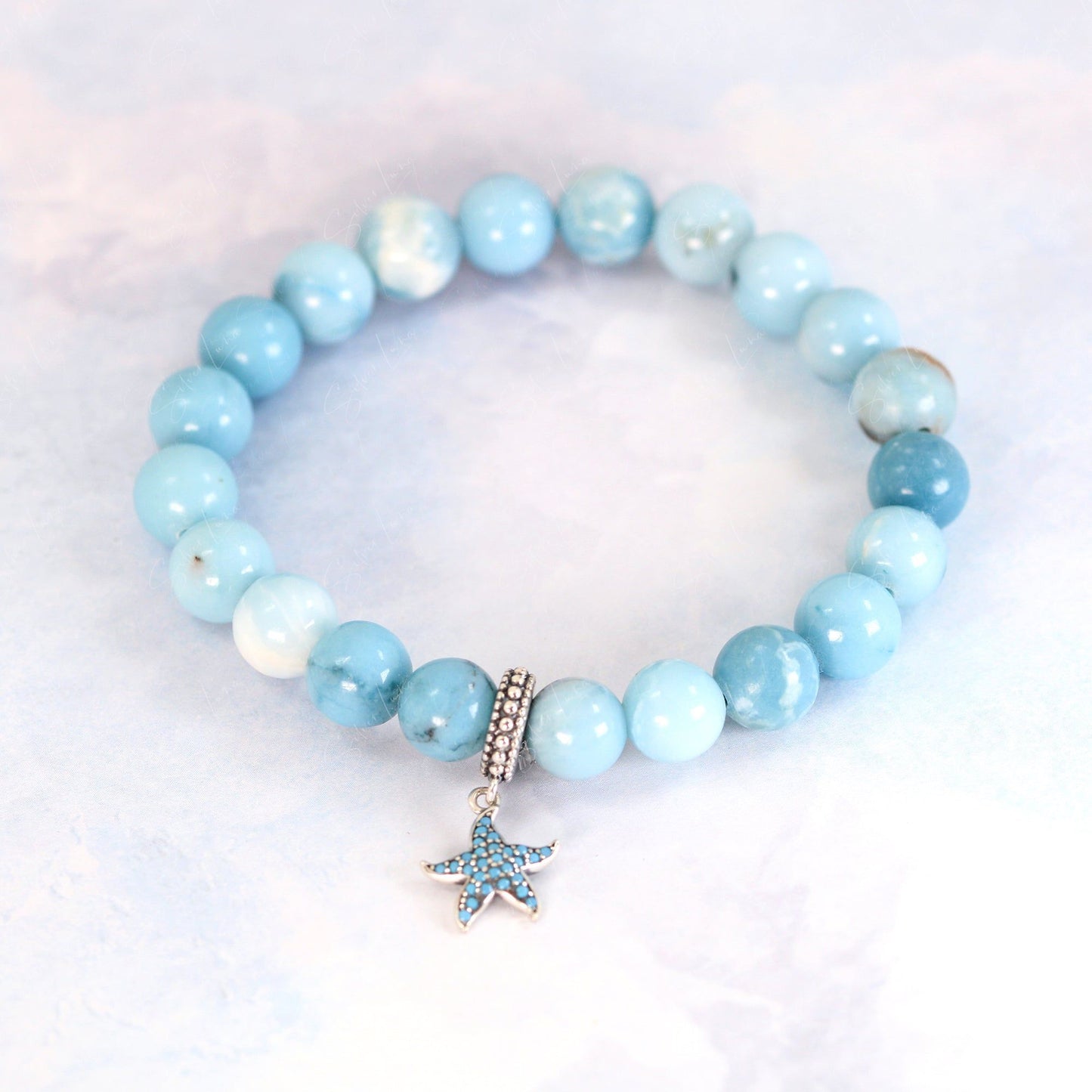 starfish larimar beaded bracelet