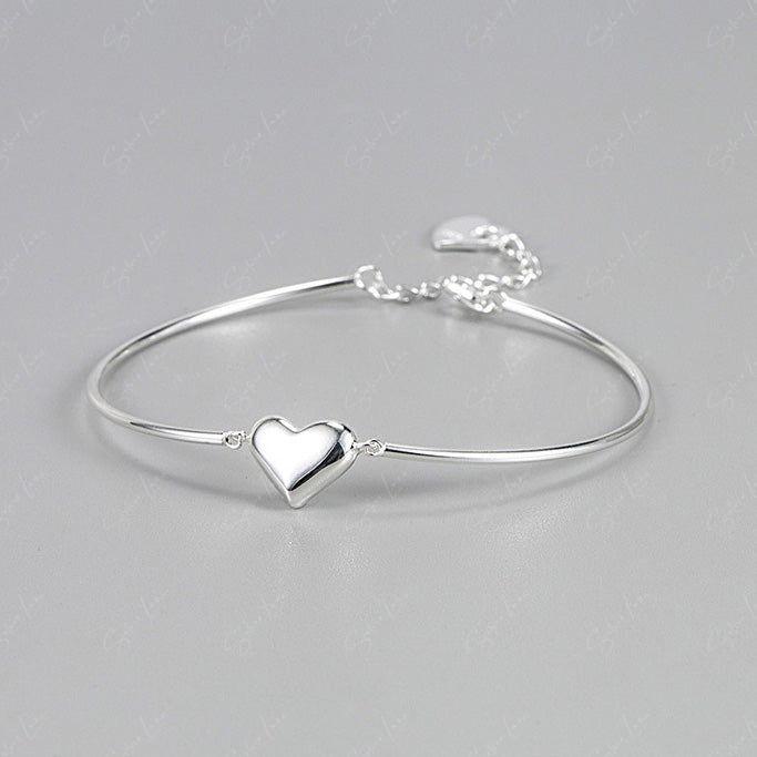 heart half bangle sterling silver bracelet