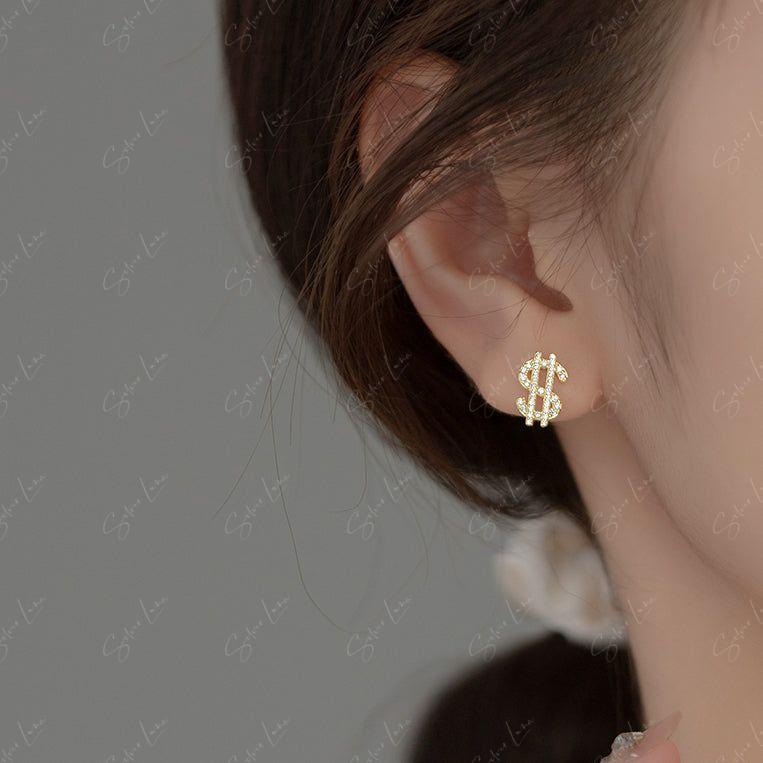 dollar sign stud earrings