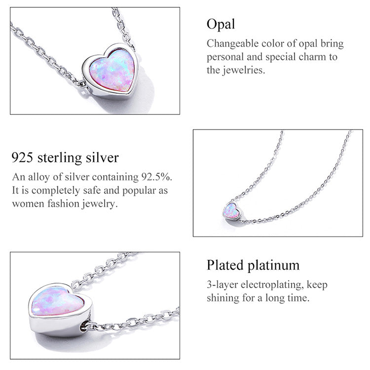Purple opal heart pendant necklace
