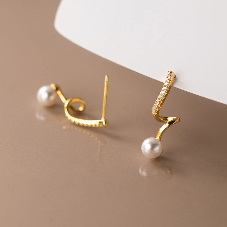 twist pearl silver earrings
