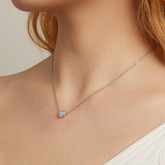 opal heart pendant necklace