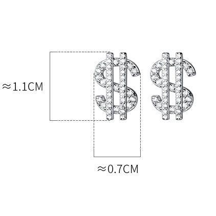 Dollar Sign Sterling Silver Stud Earrings