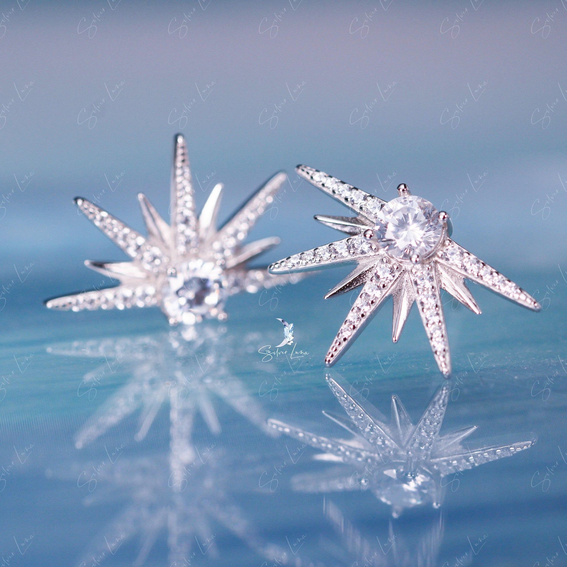 starburst sterling silver stud earrings