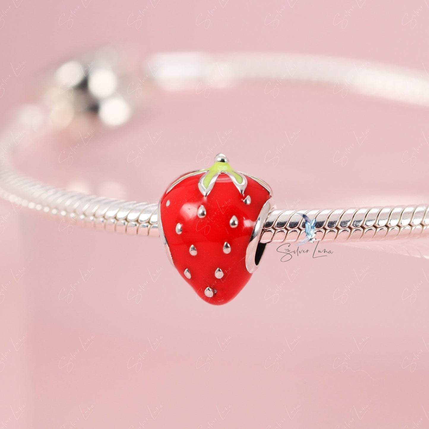 strawberry bead charm for bracelet