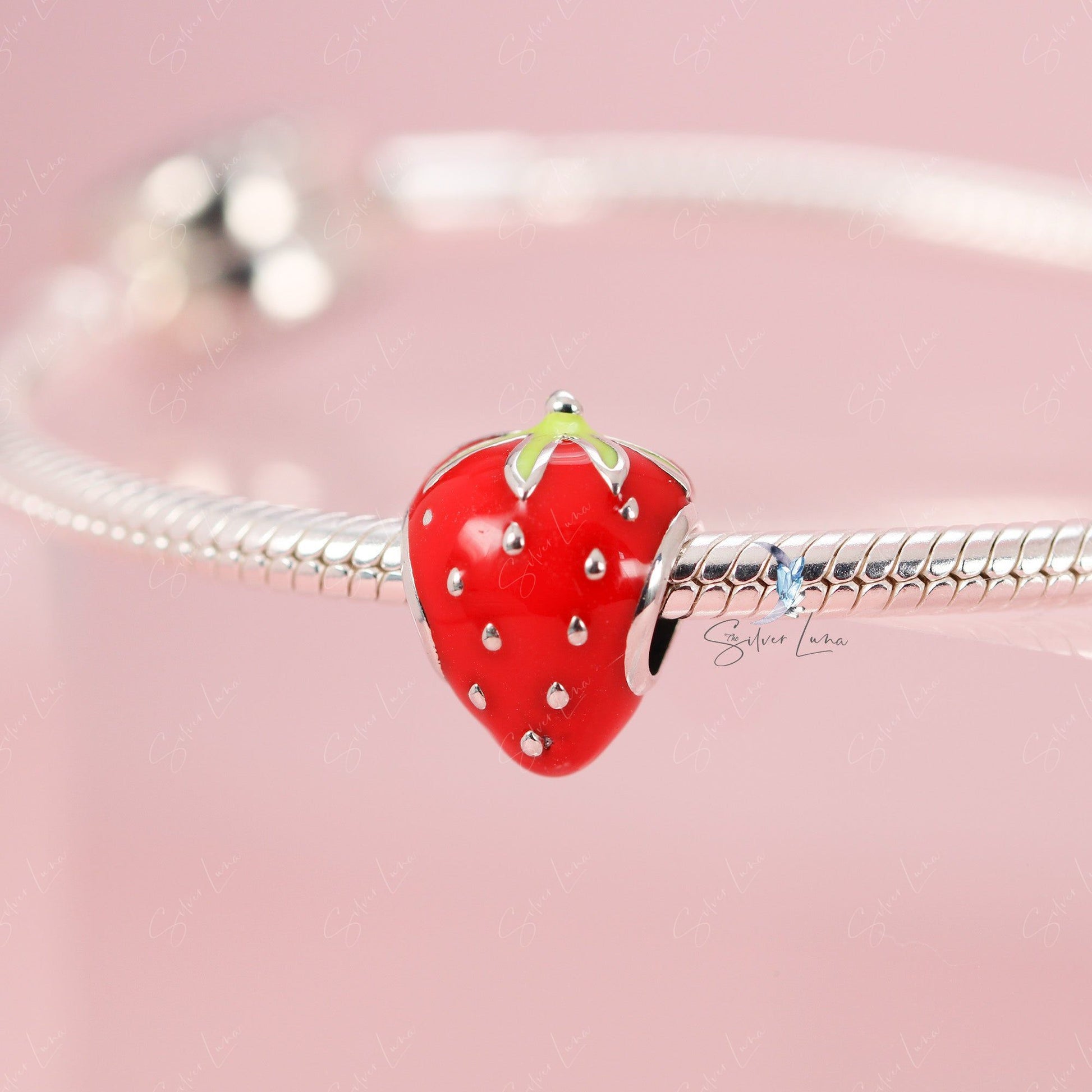 strawberry bead charm for bracelet