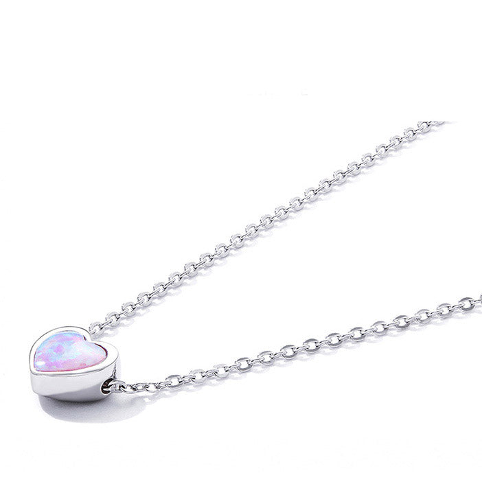 opal heart pendant necklace