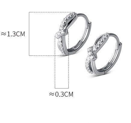 Cubic zirconia bowtie hoop earrings in steling silver
