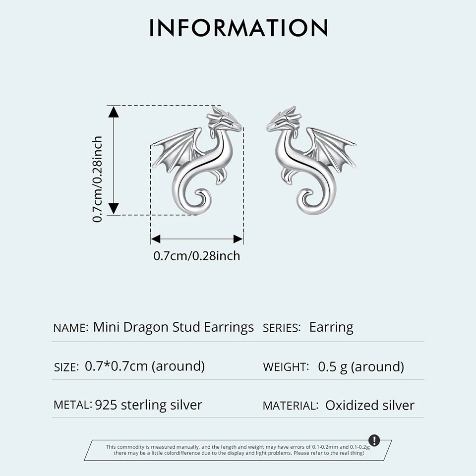 Sterling Silver Mini Dragon Stud Earrings