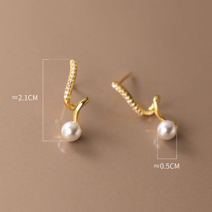 twist pearl silver earrings