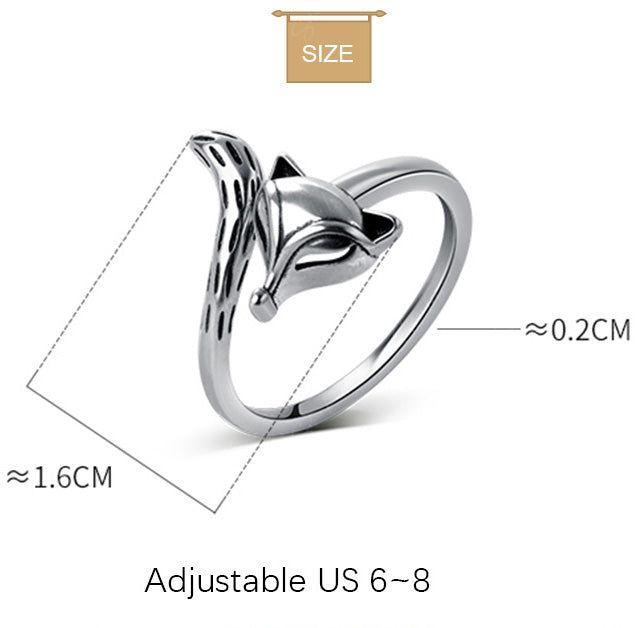 Silver fox wrap adjustable ring