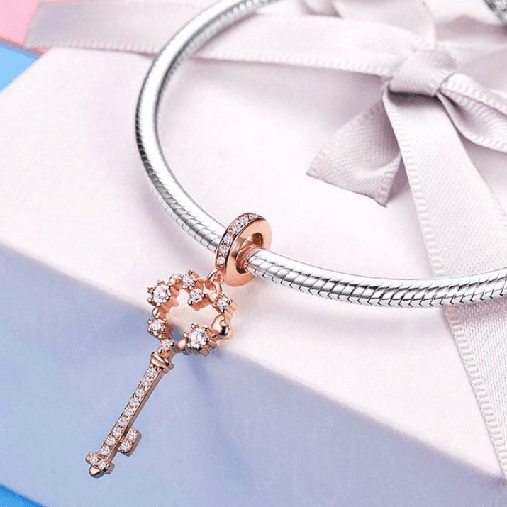 Rose gold sterling silver key pendant charm