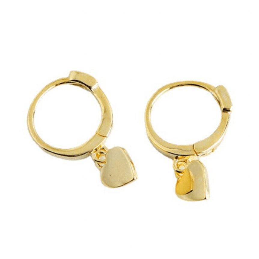Tiny Heart Sterling Silver Hoop Earrings Gold
