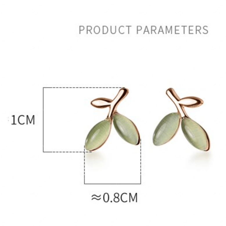 Olive branch leaves sterling silver stud earrings