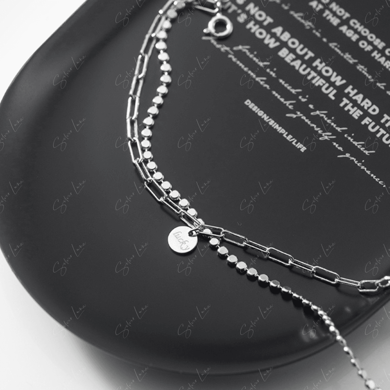 Lucky charm double layer bracelet in sterling silver