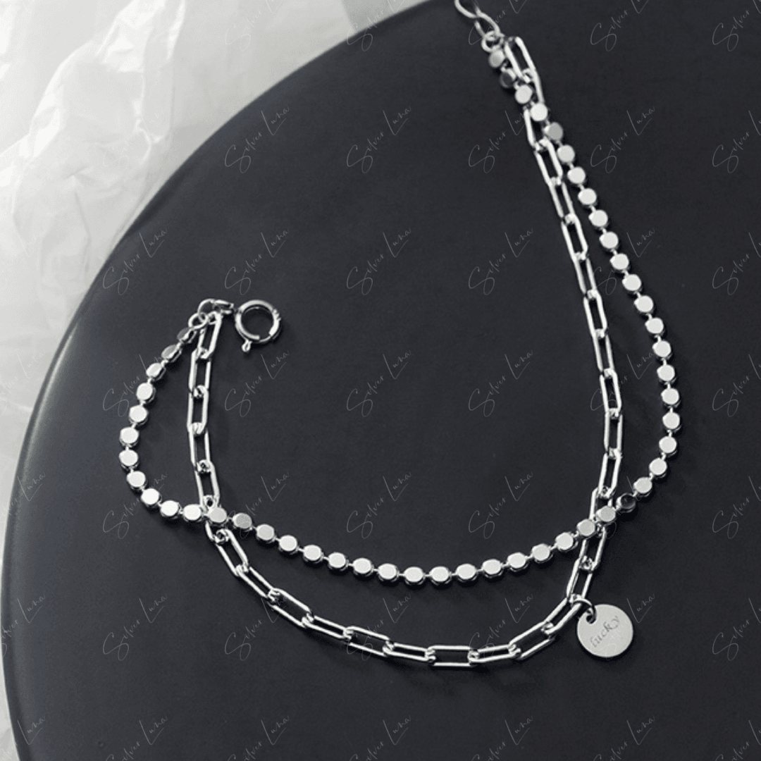 Lucky charm double layer bracelet in sterling silver