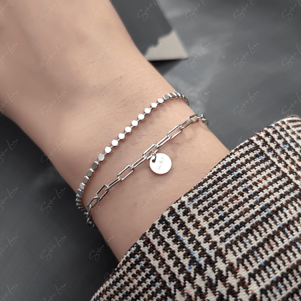Lucky charm double layer bracelet in sterling silver