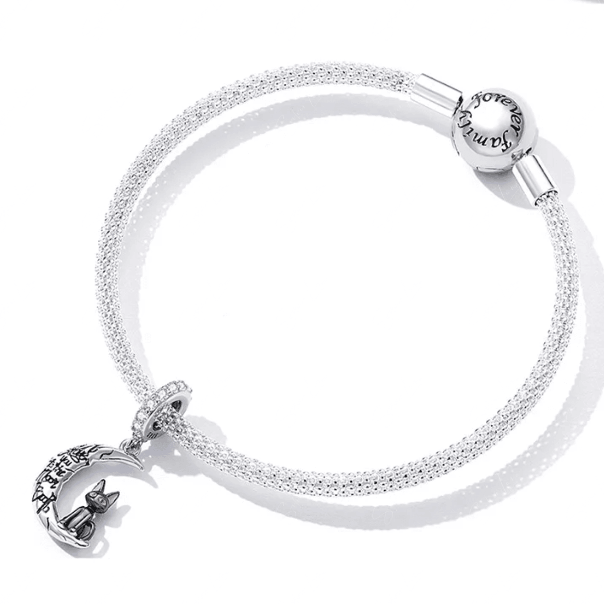 cat on moon charm