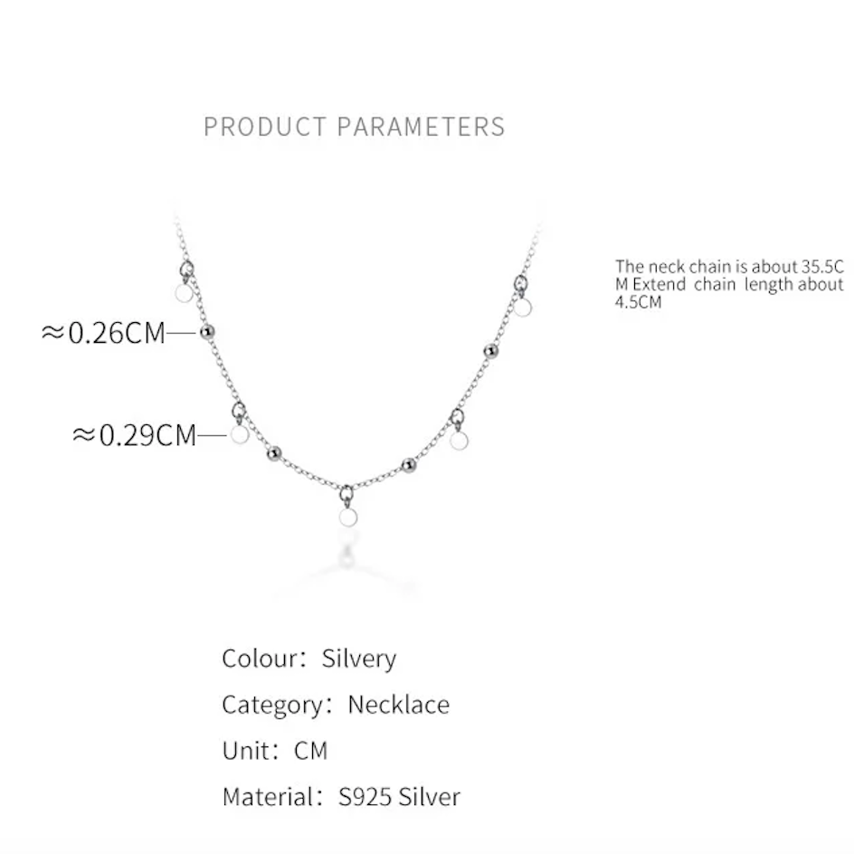 Ball charms dazzling sterling silver choker necklace