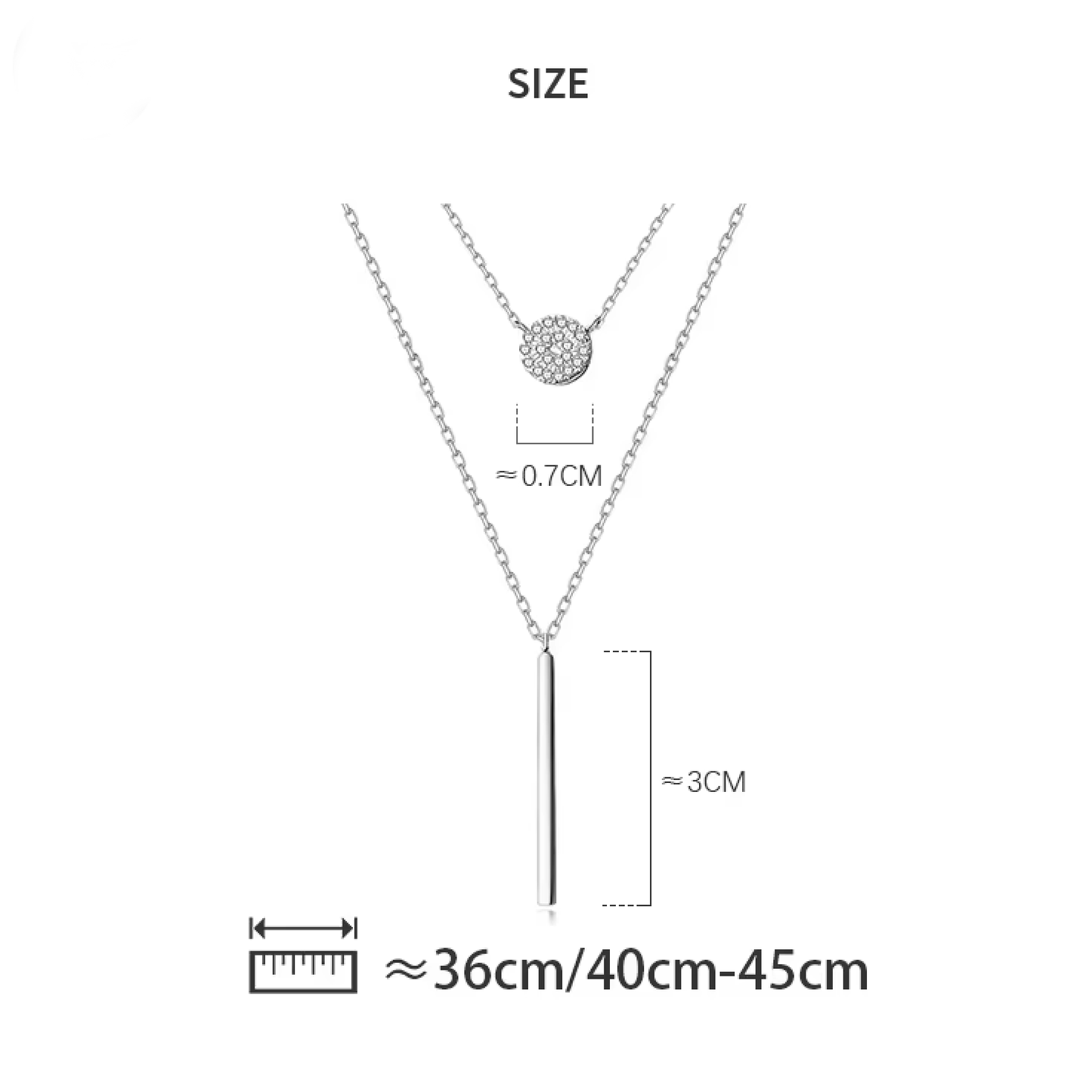 Double layer geometric stick pendant necklace