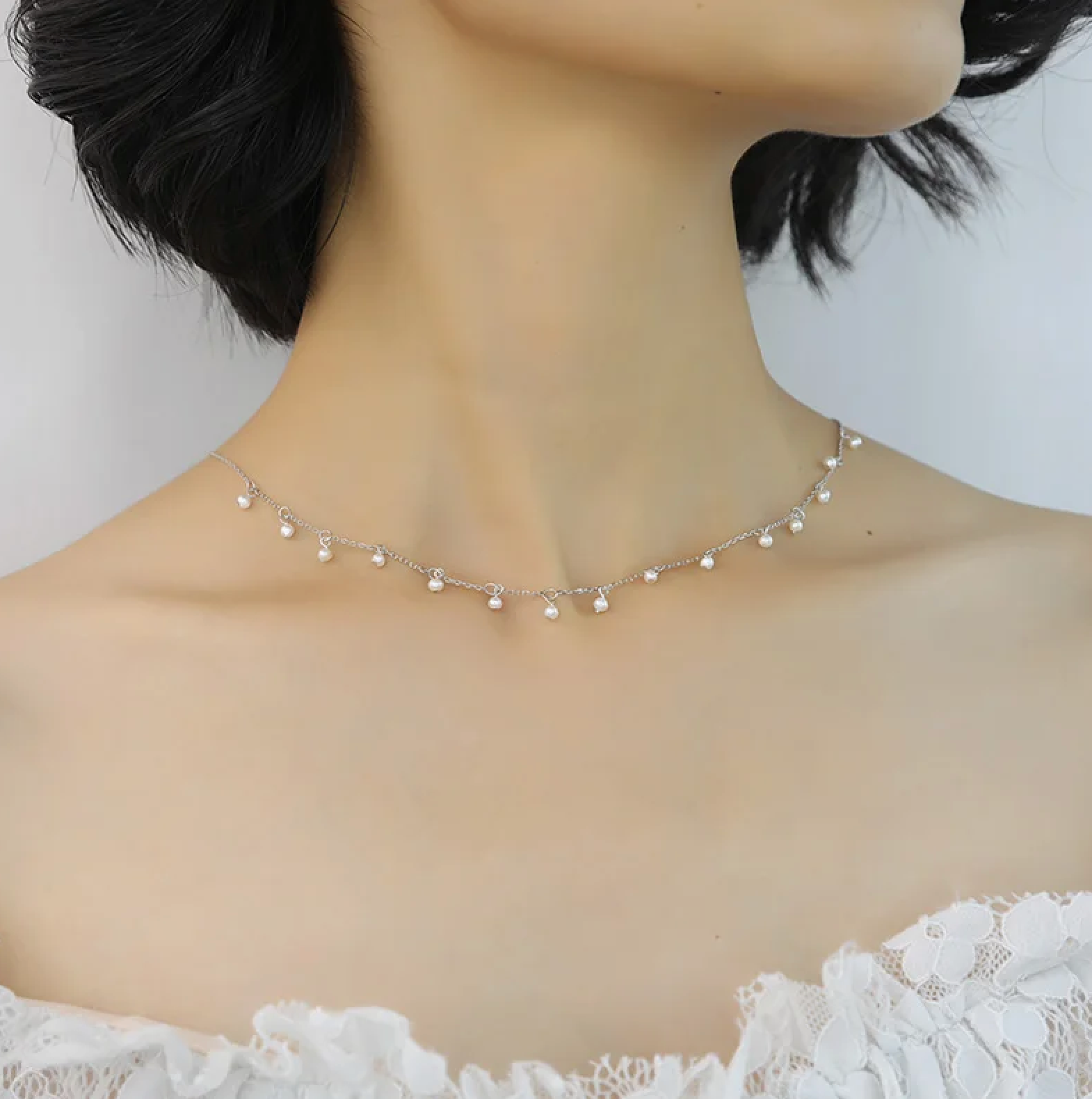 Pearl choker bridal necklace