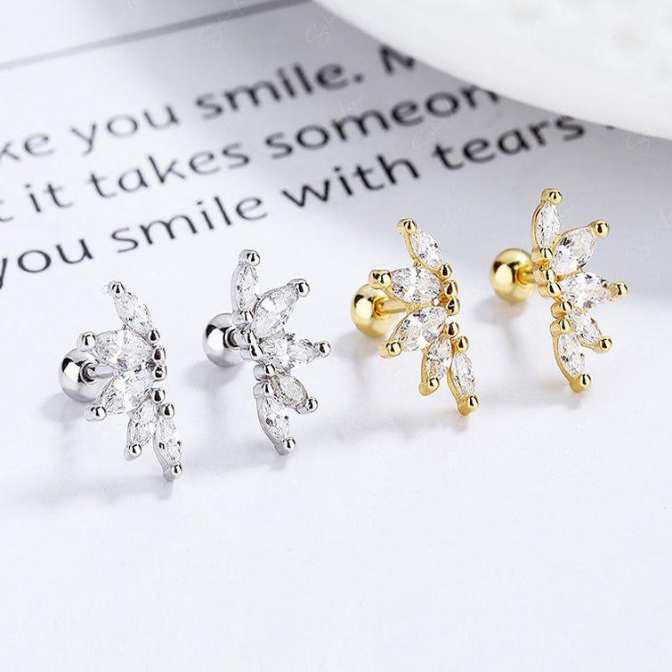 flower screw back stud earrings