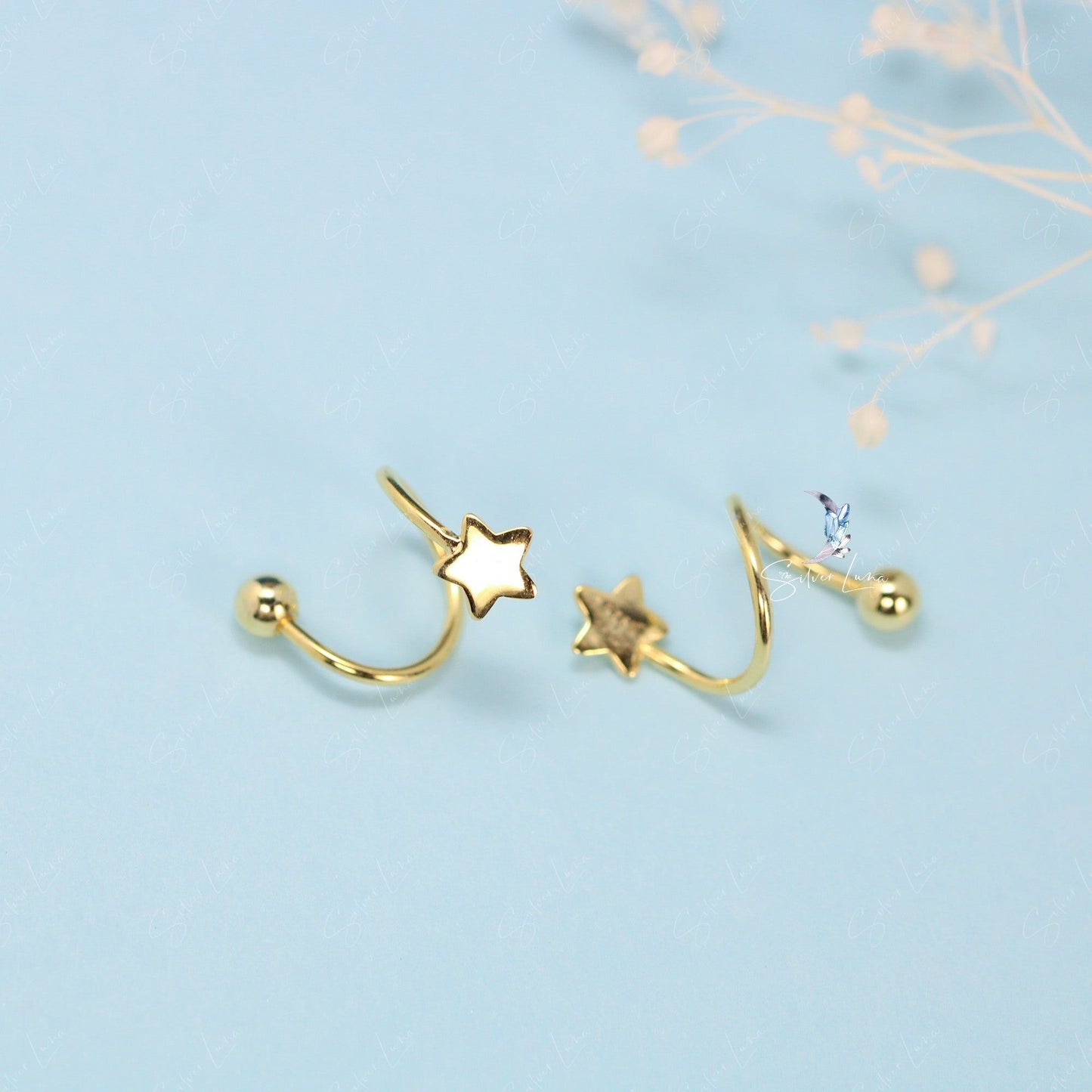 spiral star wrap screw earrings