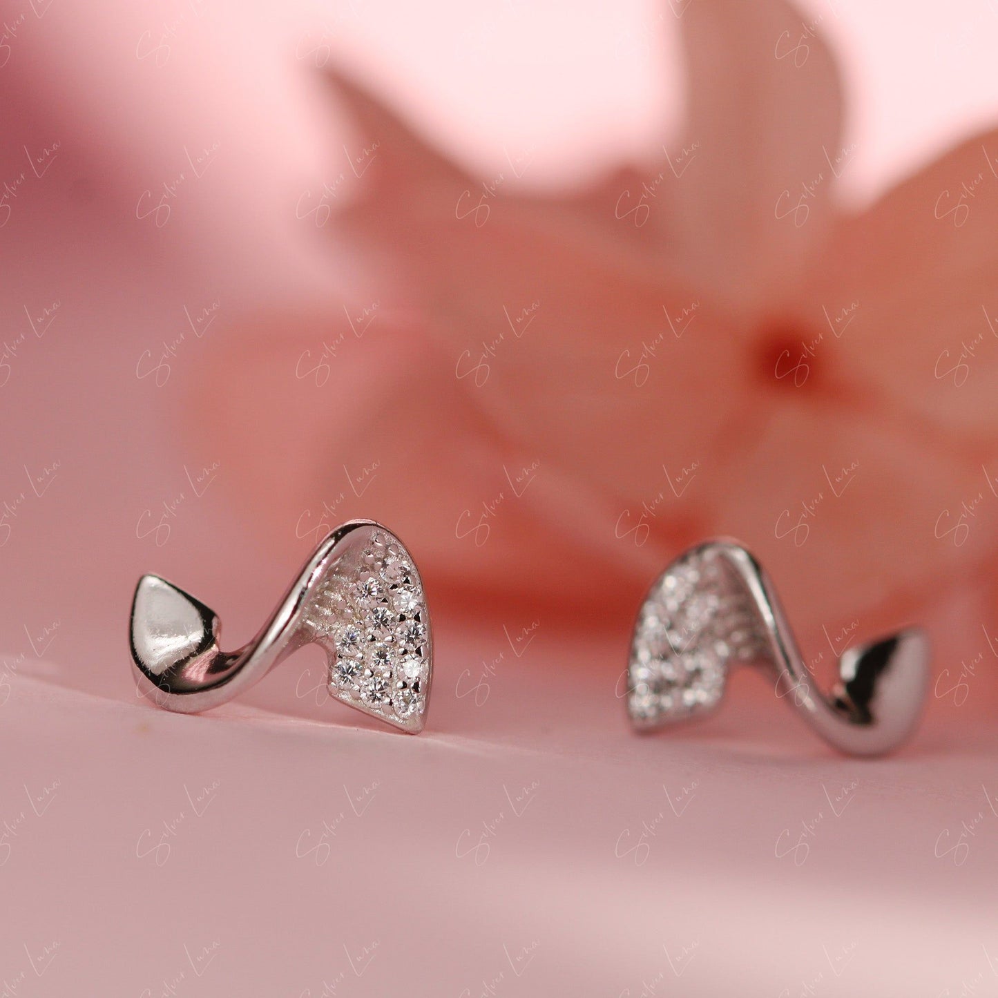 Pencil shave sterling silver stud earrings