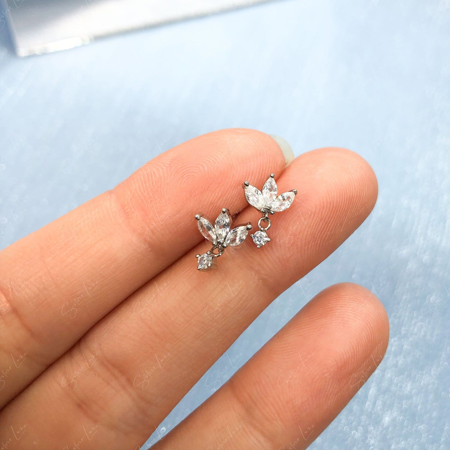 lotus sterling silver stud earrings