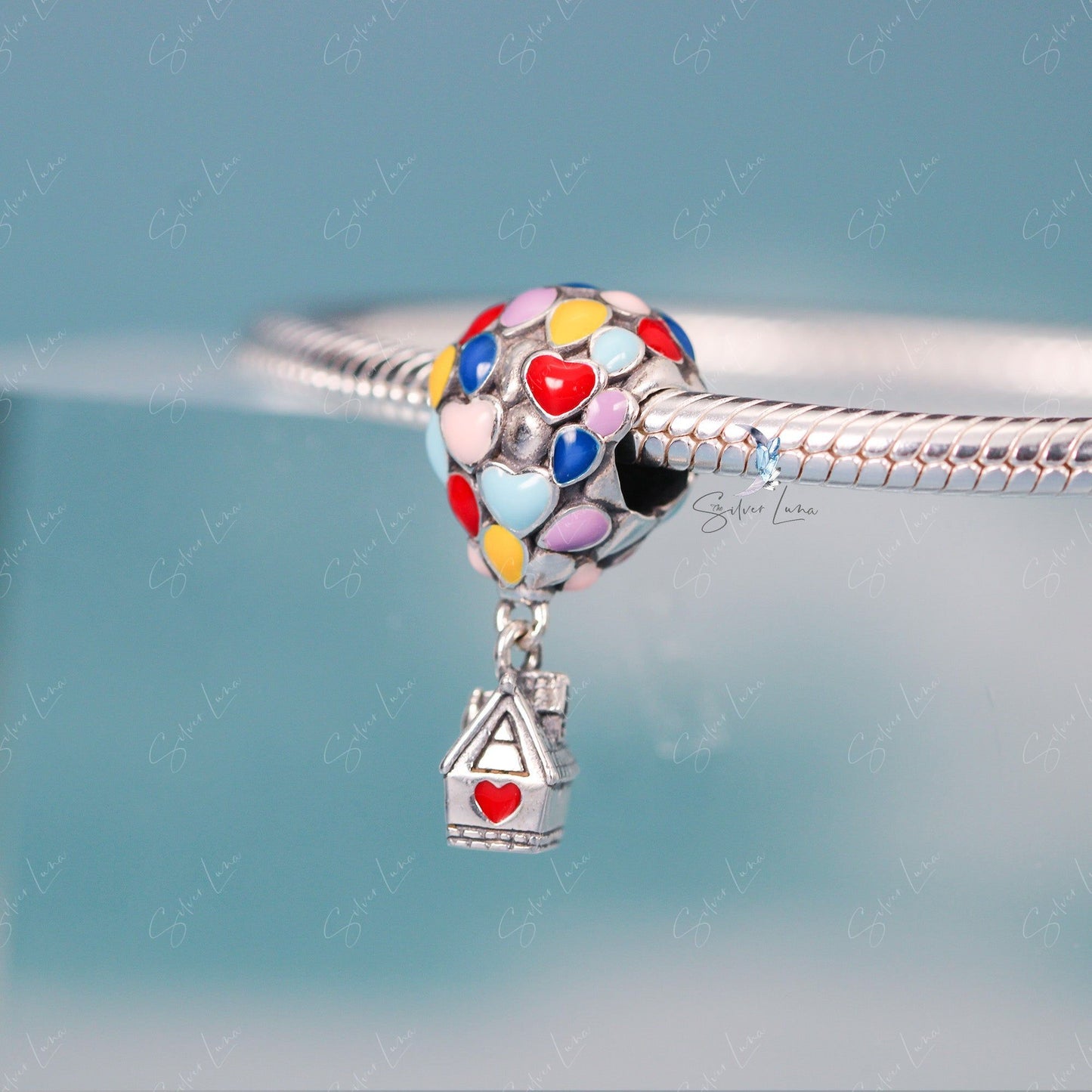 hot air balloon sterling silver charm