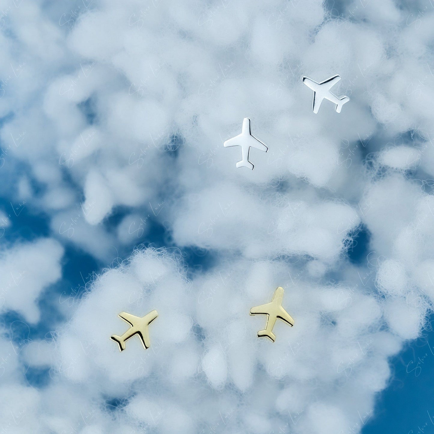 airplane sterling silver stud earrings