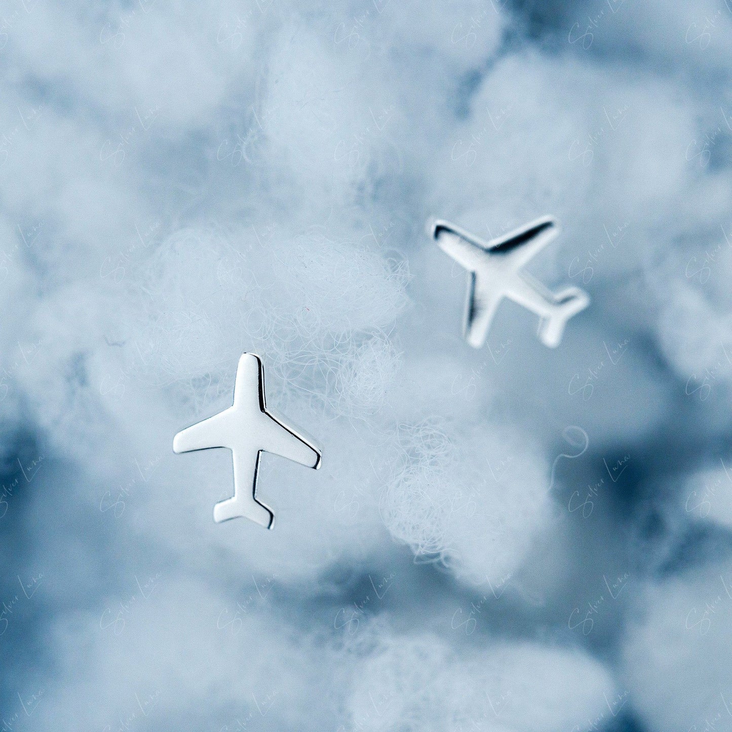 airplane sterling silver stud earrings