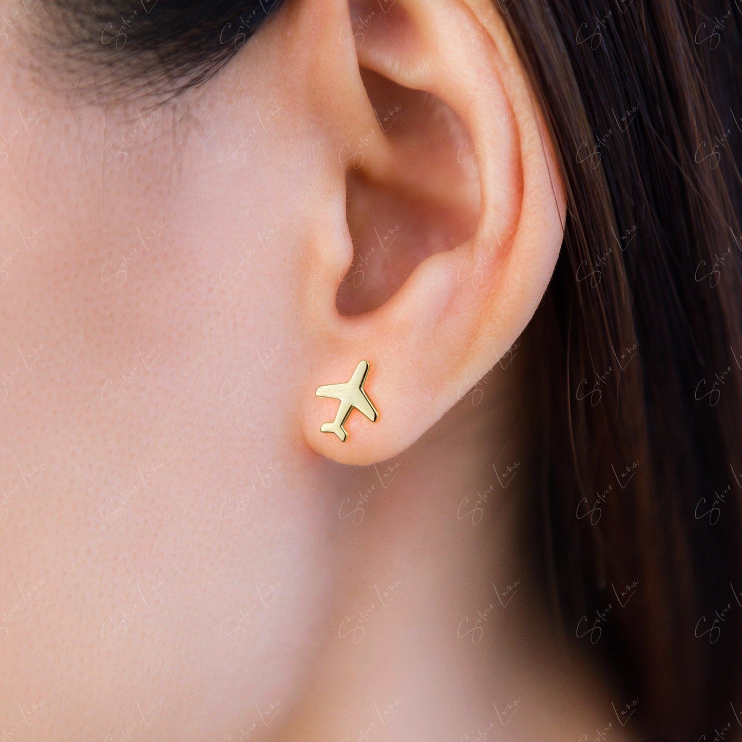 airplane sterling silver stud earrings