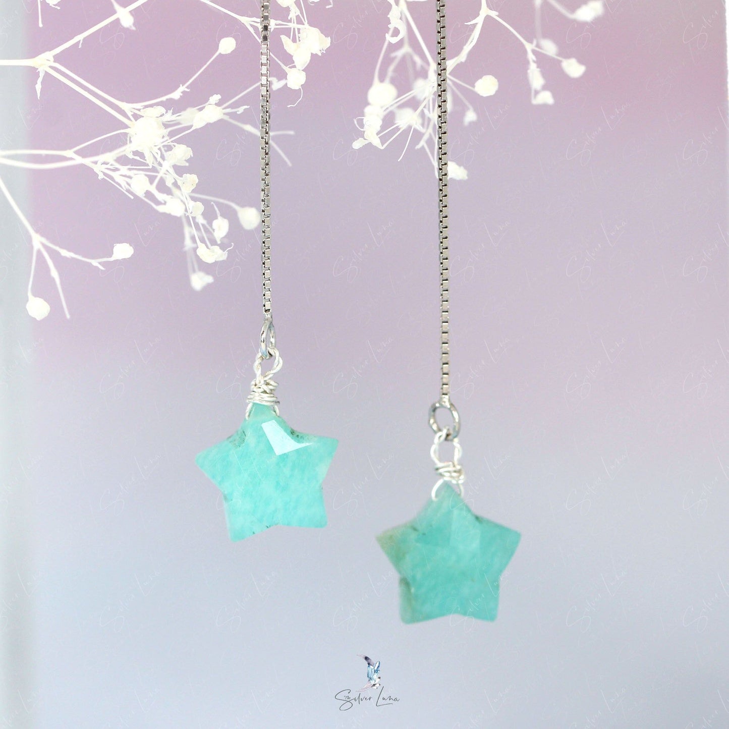 Amazonite star threader earrings