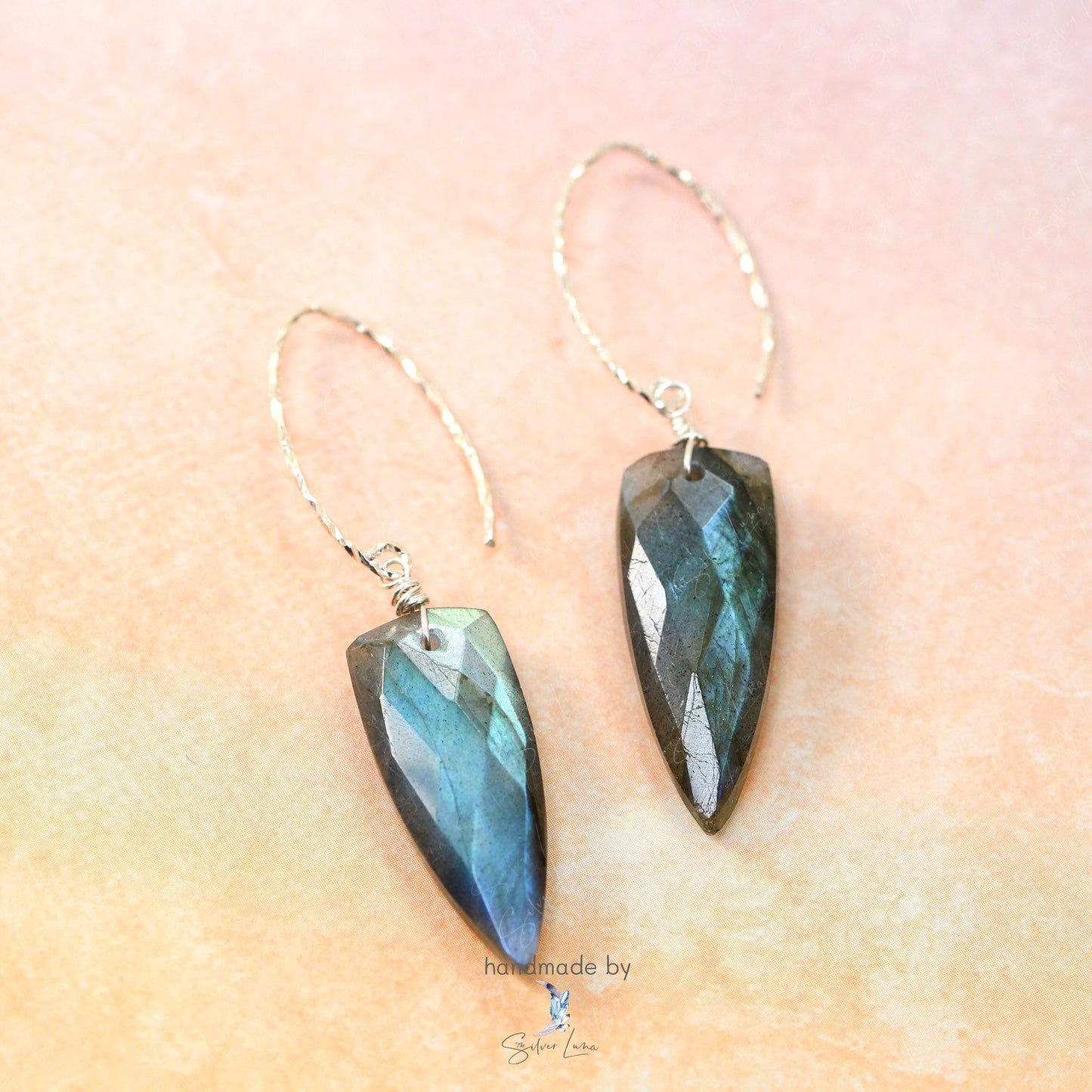 arrow labradorite dangle drop earrings
