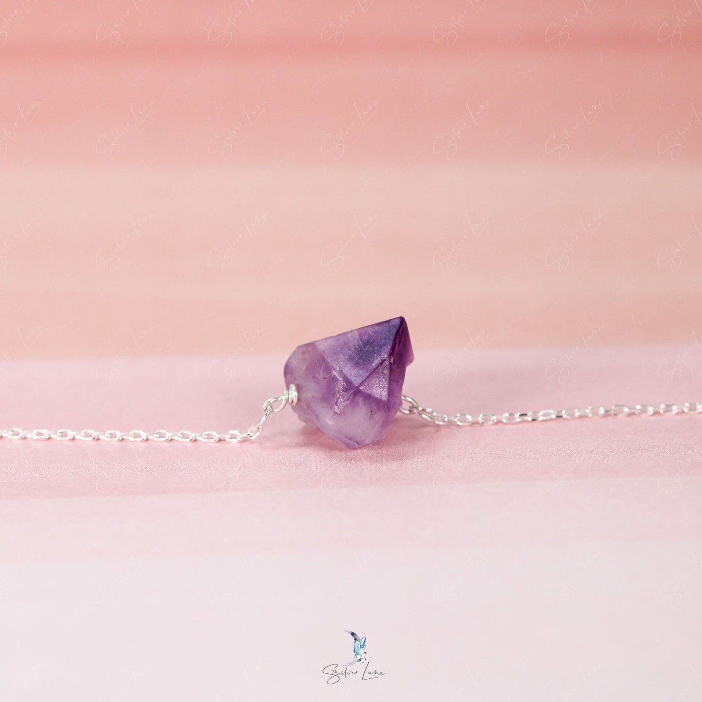 Minimalist amethyst raw stone bracelet