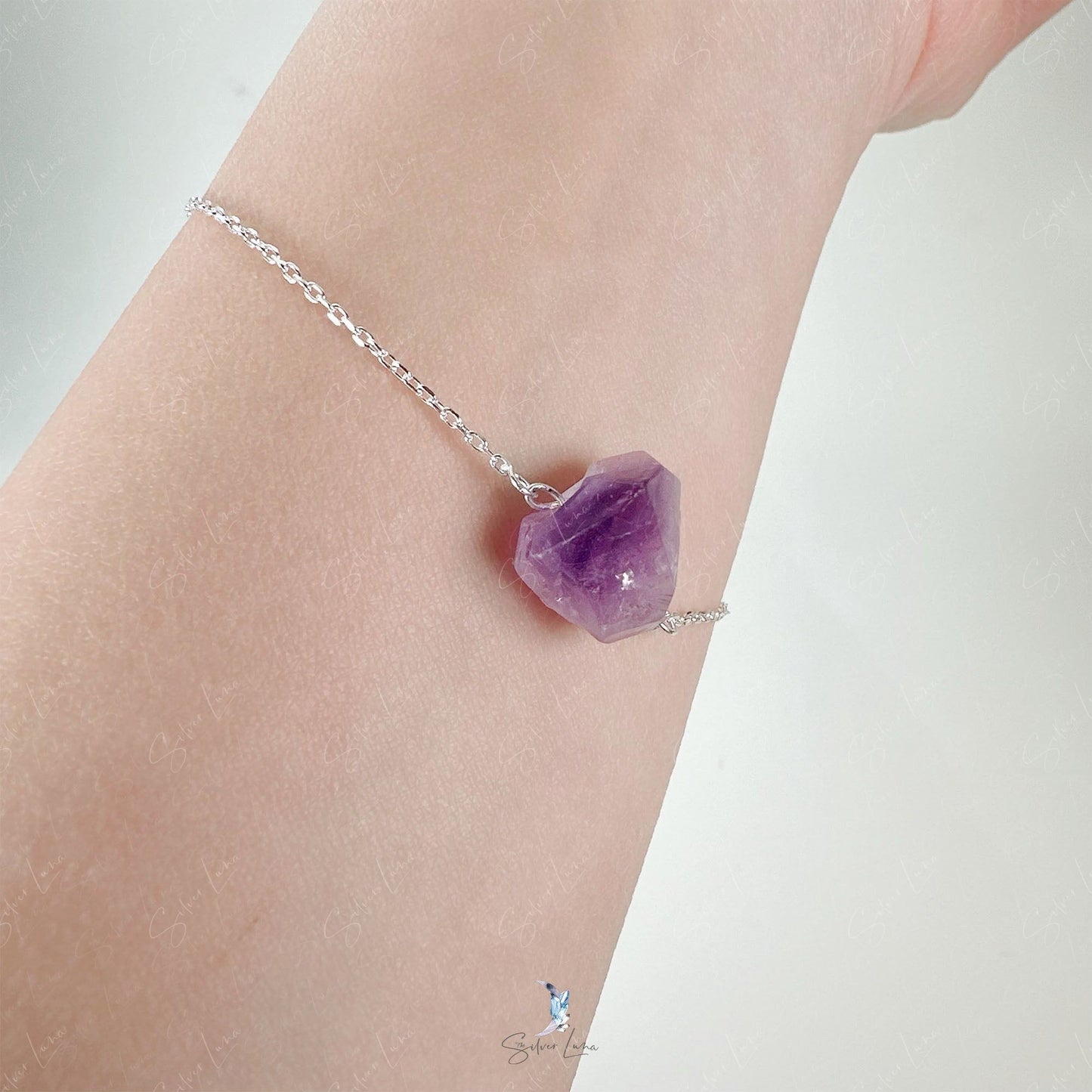 Amethyst raw stone bracelet