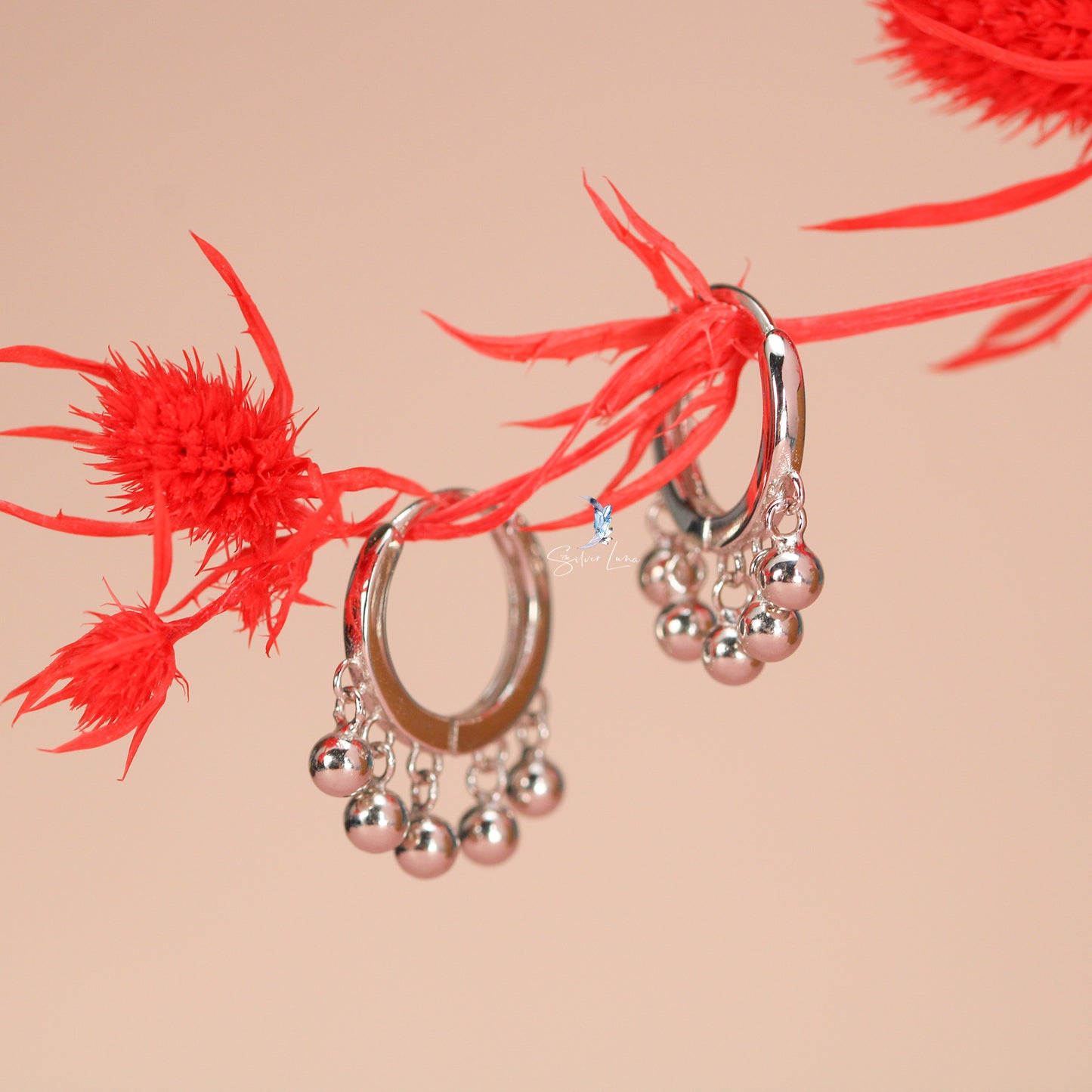 ball charms hoop earrings