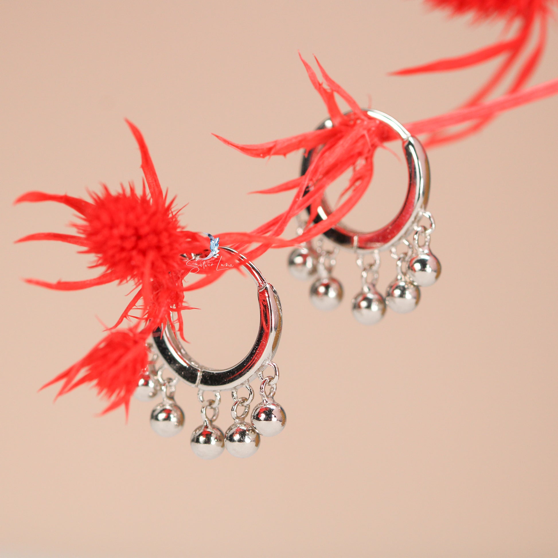 ball charms hoop earrings ear huggies