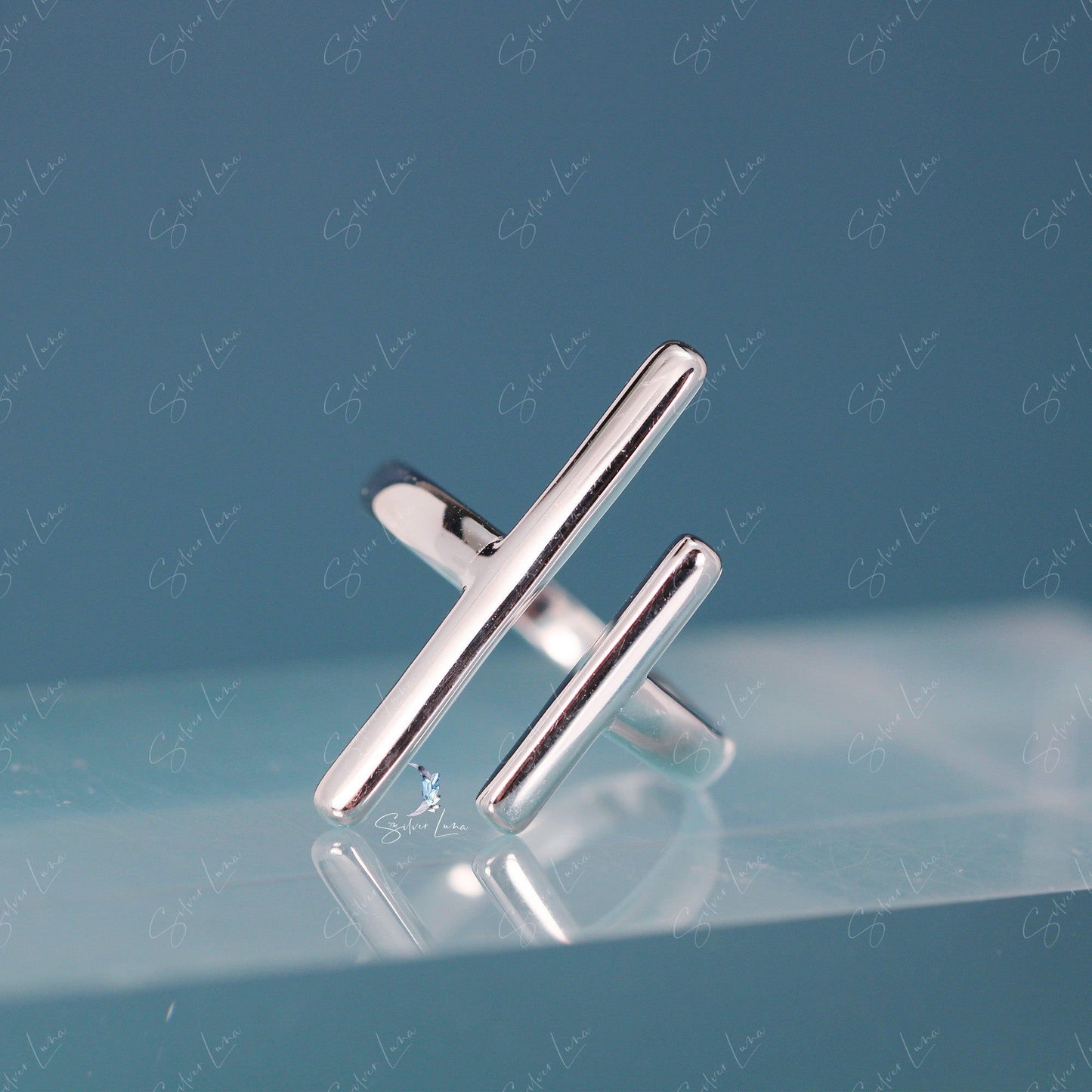 abstract bar open band ring