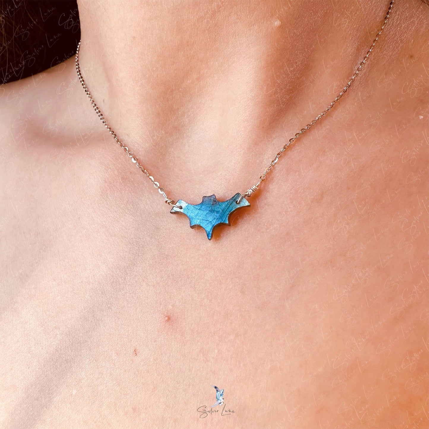 Bat Labradorite pendant necklace