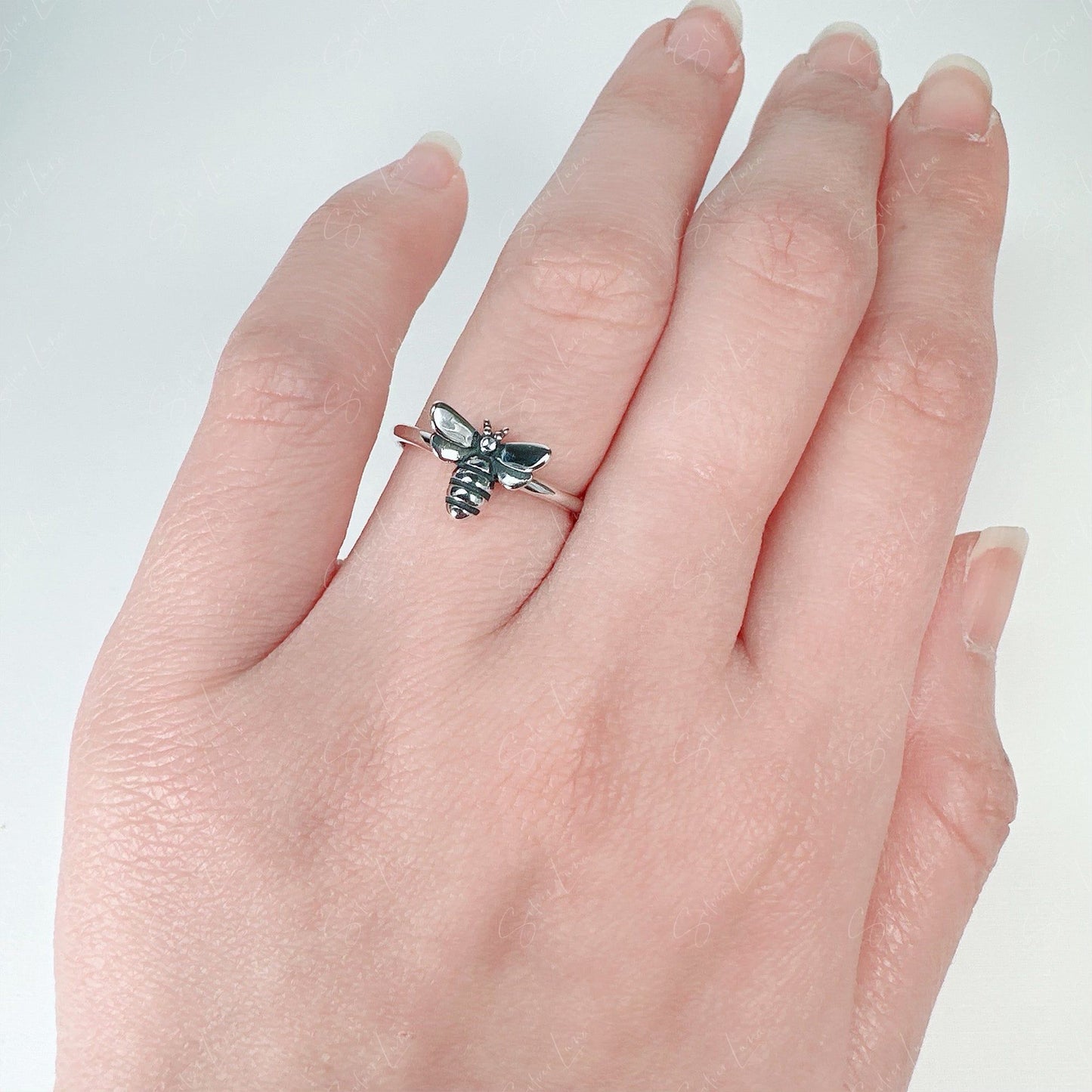 honey bee silver ring
