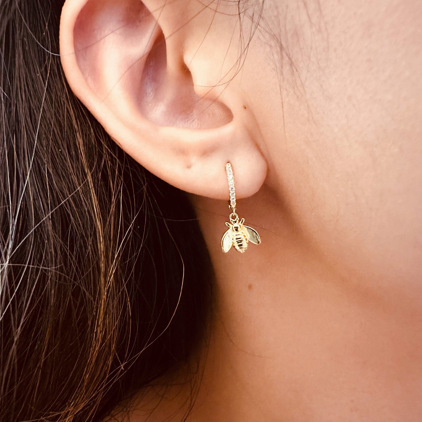 bee hoop earrings ear huggies