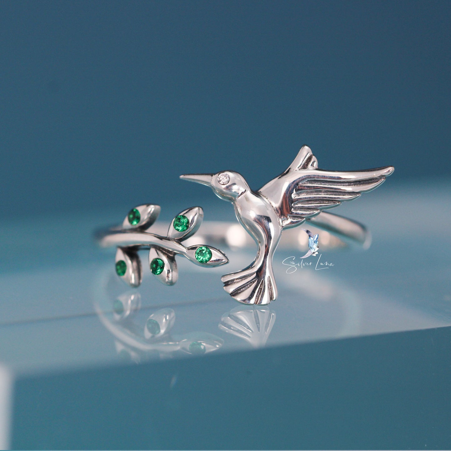 swallow bird adjustable ring in sterling silver