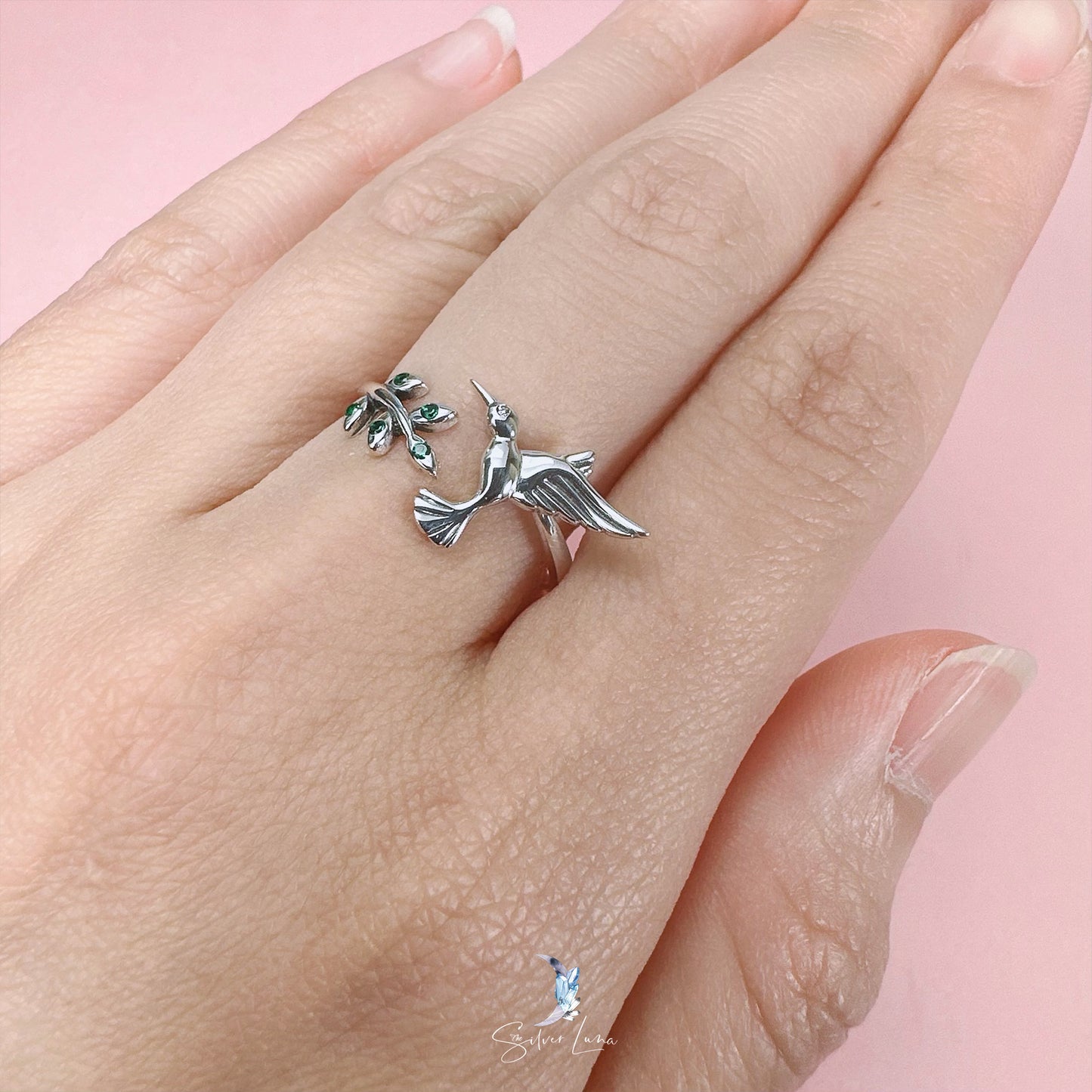 swallow bird adjustable ring in sterling silver